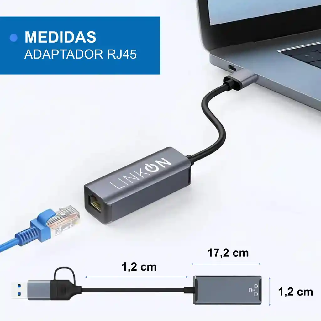 Adaptador 2en1 Usb A Y C A Rj45 Lan Ethernet 10/100/1000mbps