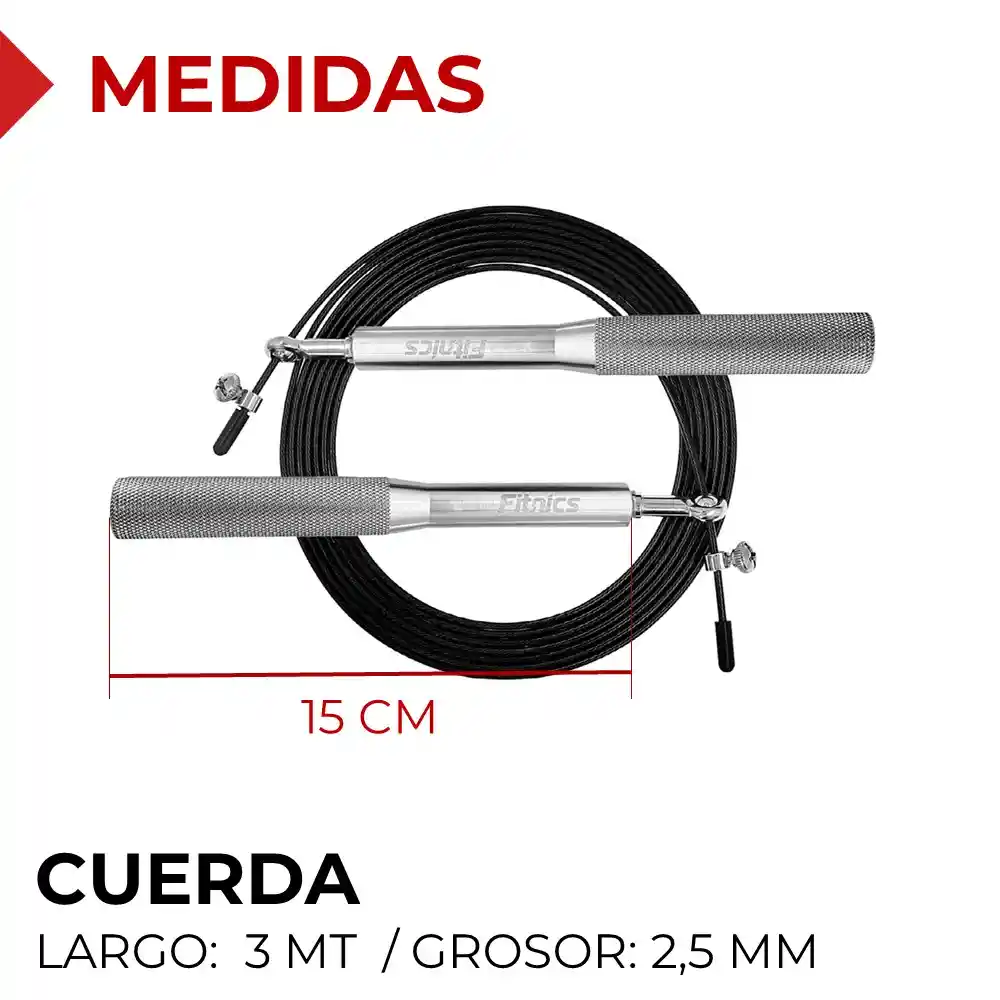 Lazo Cuerda Saltar Profesional Fitnics Velocidad Aluminio