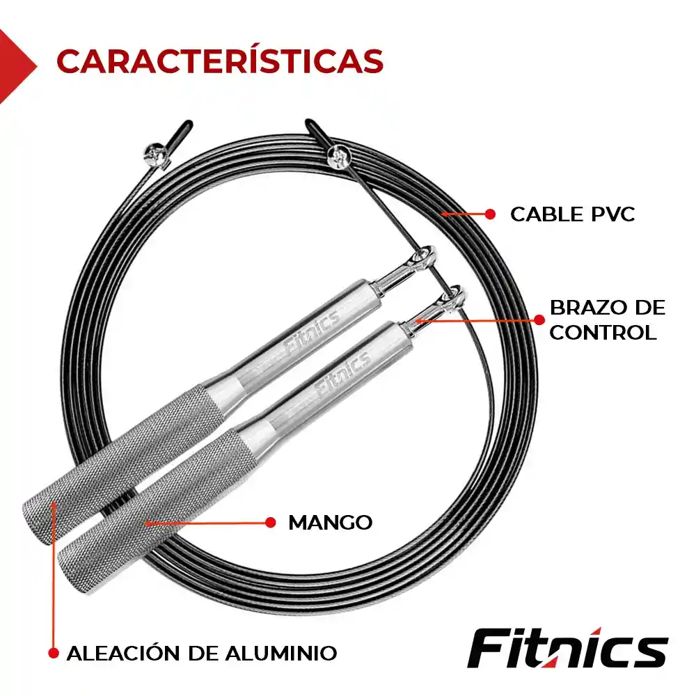 Lazo Cuerda Saltar Profesional Fitnics Velocidad Aluminio