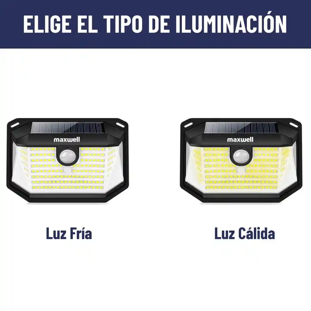 Lampara Solar Led Exterior Pared Maxwell Sensor Movimiento