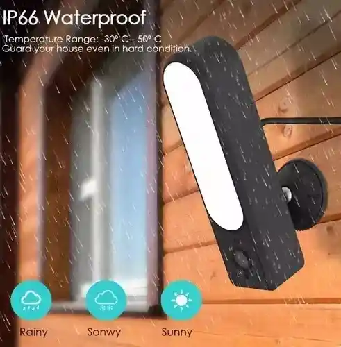 Camara De Seguridad Exterior Con Lampara Wifi App Tuya Q03