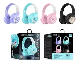 Audifonos Diadema Niños Bluetooth Recargable Muñeco Gato Akz08