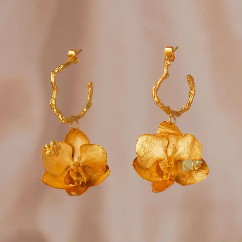 Aretes Candonga Orquidea Phalaenopsis Baby Esmeralda