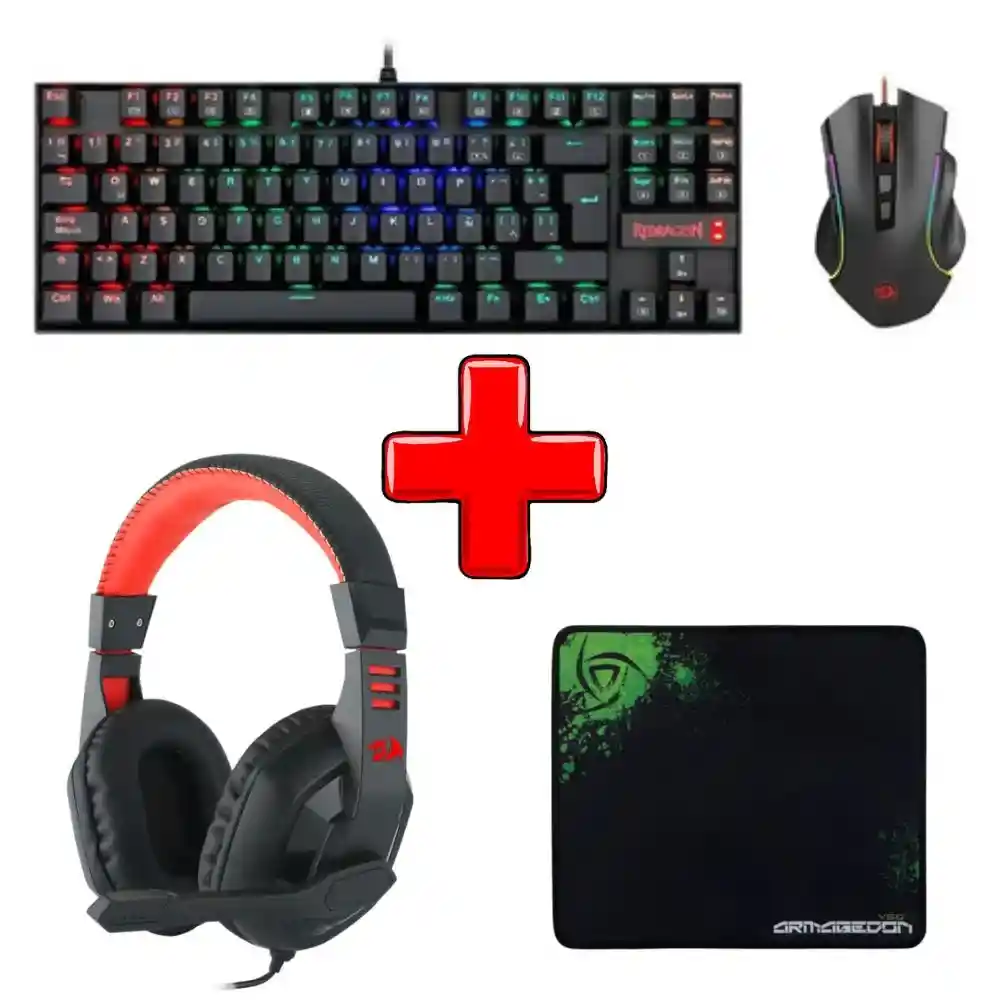 Combo Redragon Teclado/mouse K552-rgb + Diademas Gamer Redragon H120 Ares 3.5 + Pad Mouse Vsg Armagedon Vg-mp67