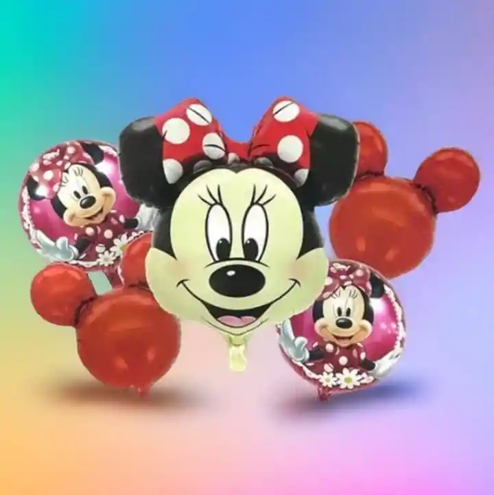 Bouquet X5 Globos Metalizados Minnie Mouse