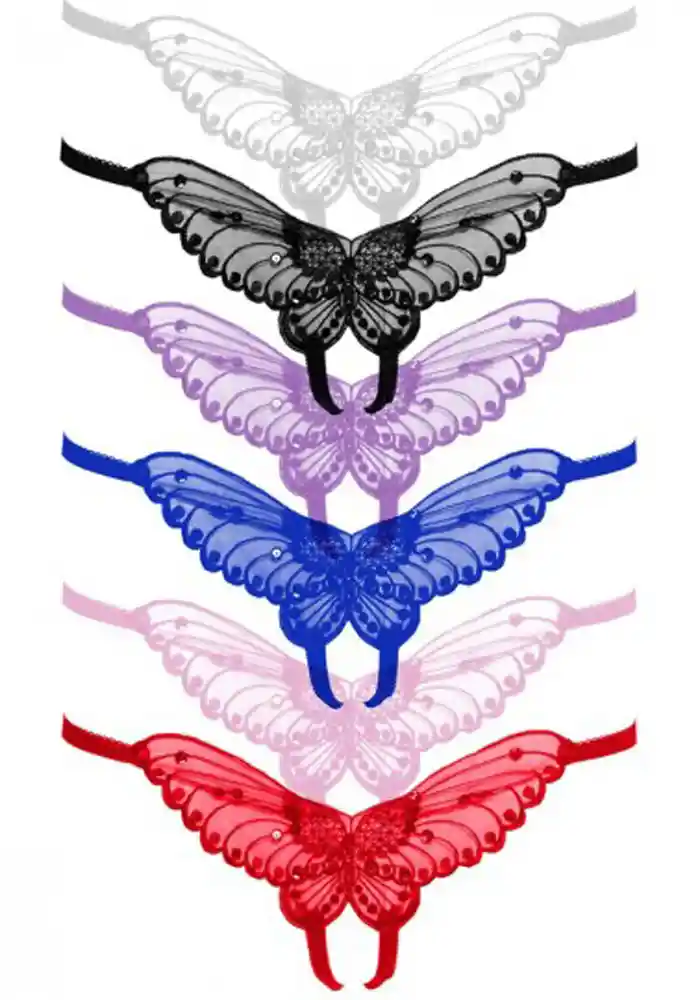 Tanga Mariposa Abierta Butterfly Crotchless Leg Avenue Negro U