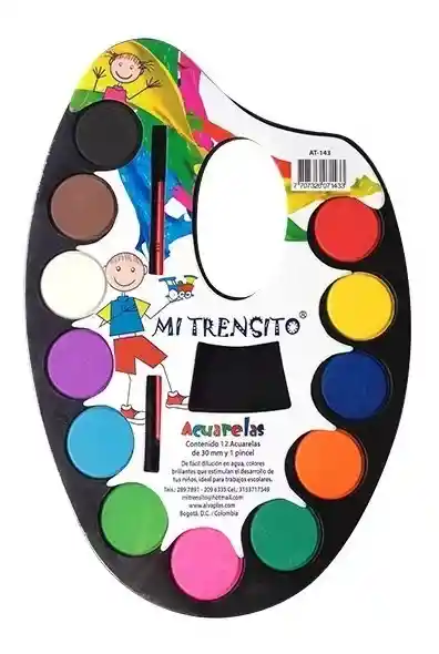 Acuarela Mi Trensito X 12 Colores + Pincel Ref. At-143