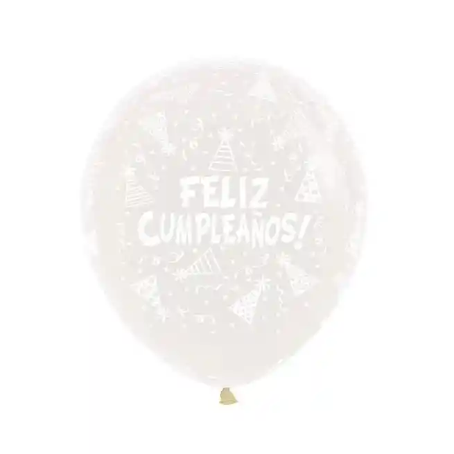 Bombas Globo R40 Fashion Cristal Feliz Cumpleaños Gorritos Sempertex