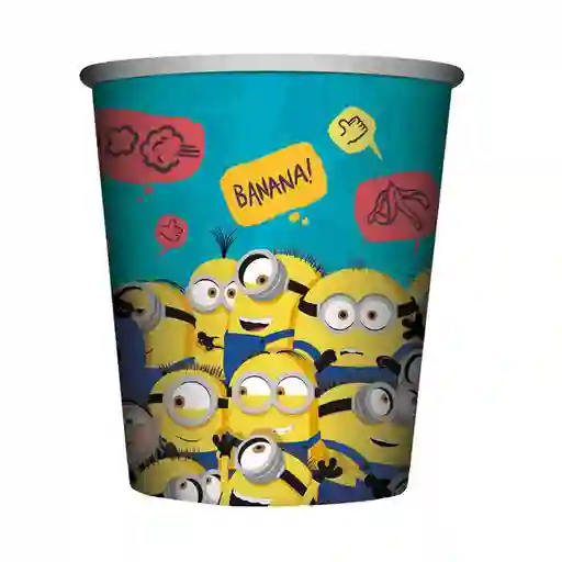 Vaso Desechable Minions De Carton 9 Oz X 8 Und Sempertex