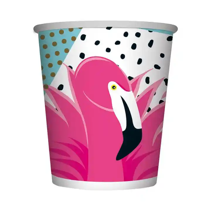 Vaso Desechable Flamingo De Carton 9 Oz X 8 Sempertex