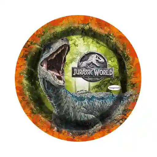 Plato Sempertex Desechable Jurassic World De Carton 7" 18 Cm X 8 Und Sempertex