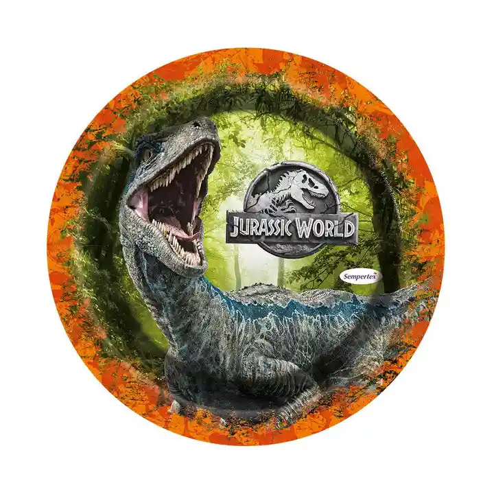 Plato Sempertex Desechable Jurassic World De Carton 7" 18 Cm X 8 Und Sempertex