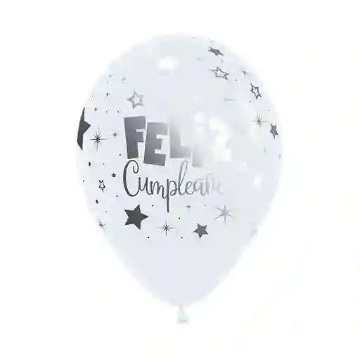 Bombas Globos R12 Fashion Blanco Feliz Cumpleaños Fantasia Metalink X 10 Und Sempertex