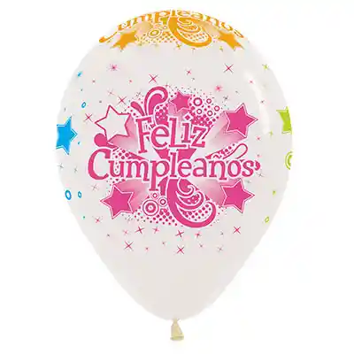 Bombas Globos R12 Fashion Cristal Feliz Cumpleaños Neon Paquete X 10 Sempertex