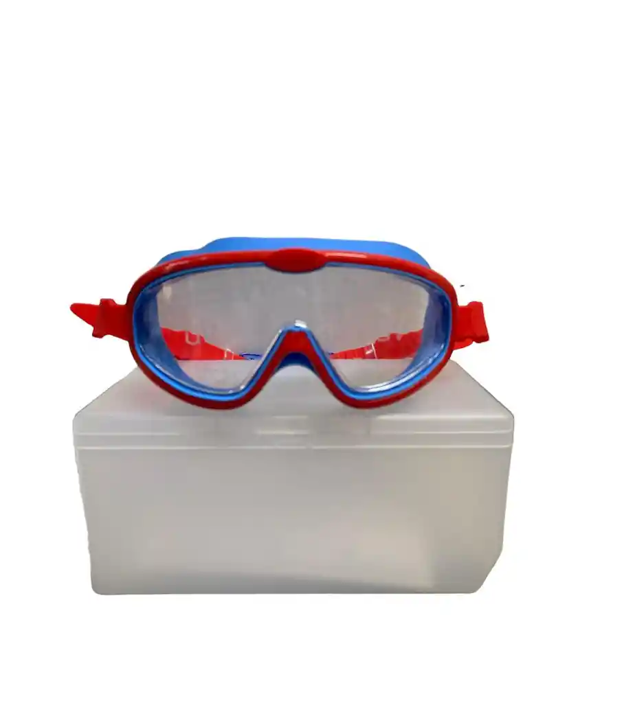 Gafas De Natacion Kids Tipo Careta Color Azul Y Rojo Con Estuche