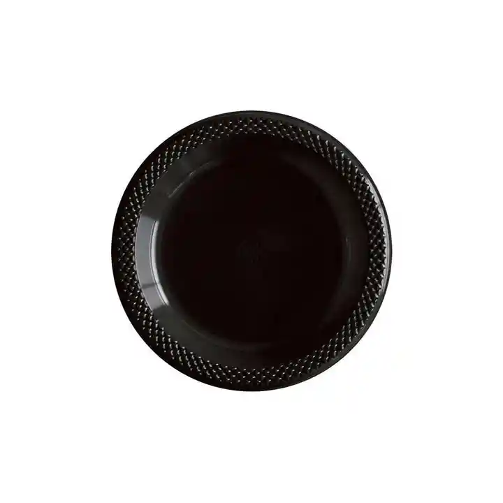 Plato Sempertex Desechable Negro Pequeño Deluxe Plastico 6" 15 Cm X 10 Sempertex