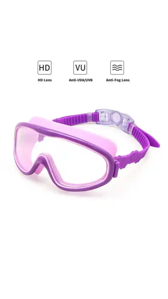 Gafas De Natacion Kids Tipo Careta Color Morado Con Estuche