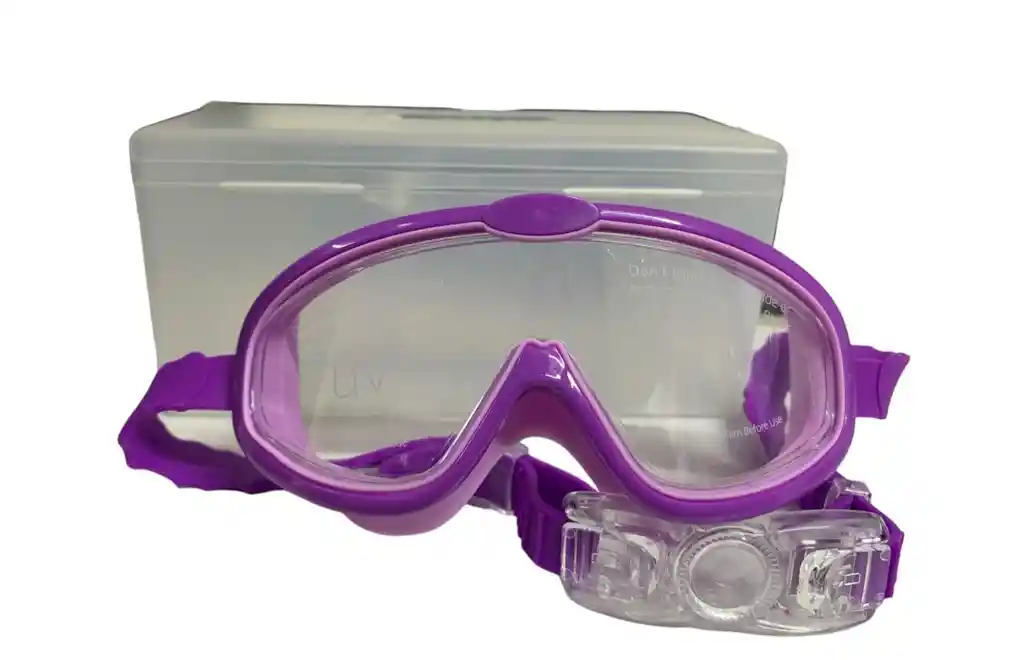 Gafas De Natacion Kids Tipo Careta Color Morado Con Estuche