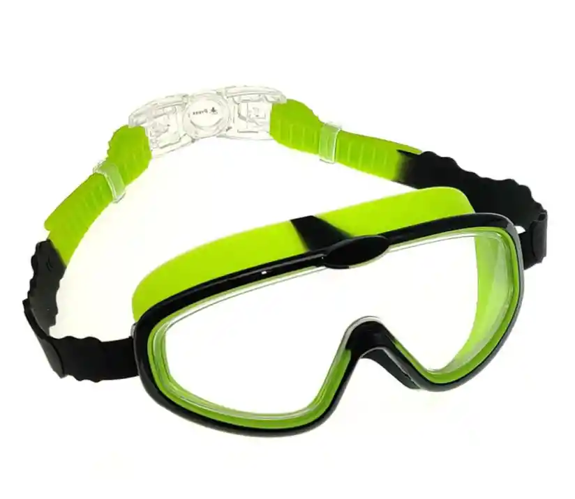 Gafas De Natacion Kids Tipo Careta Color Verde Y Negro Con Estuche