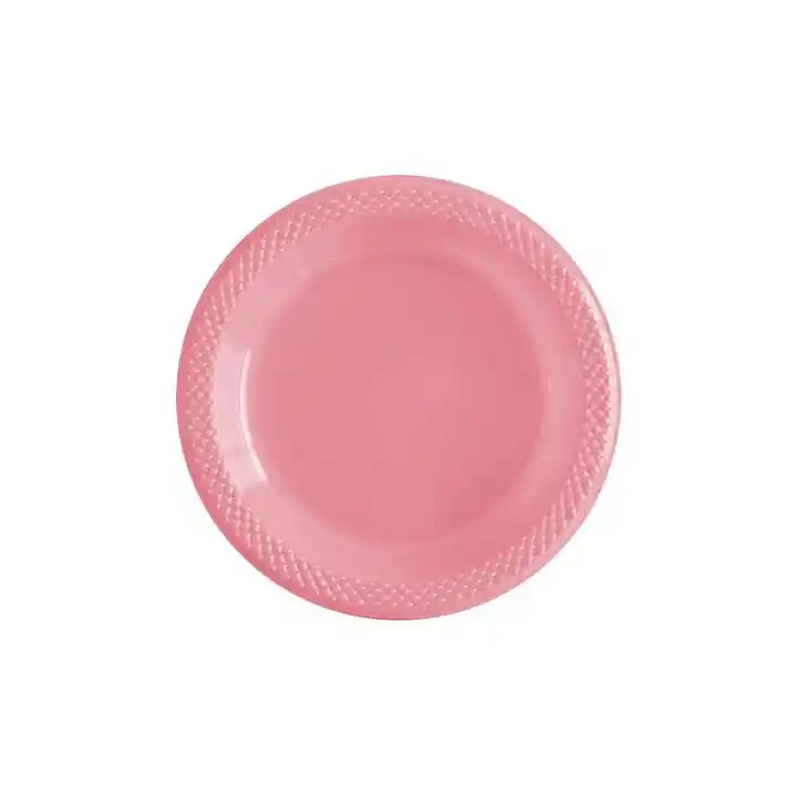 Plato Sempertex Desechable Rosado Pequeño Deluxe Plastico 6" 15 Cm X 10 Sempertex