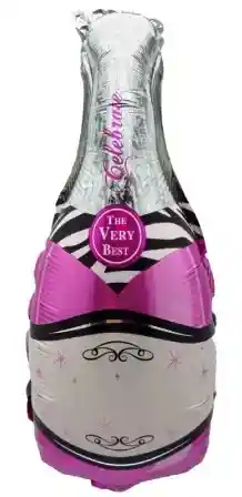 Globo Metalizado Botella Champagne Color Fucsia 14" 35 Cms Madres