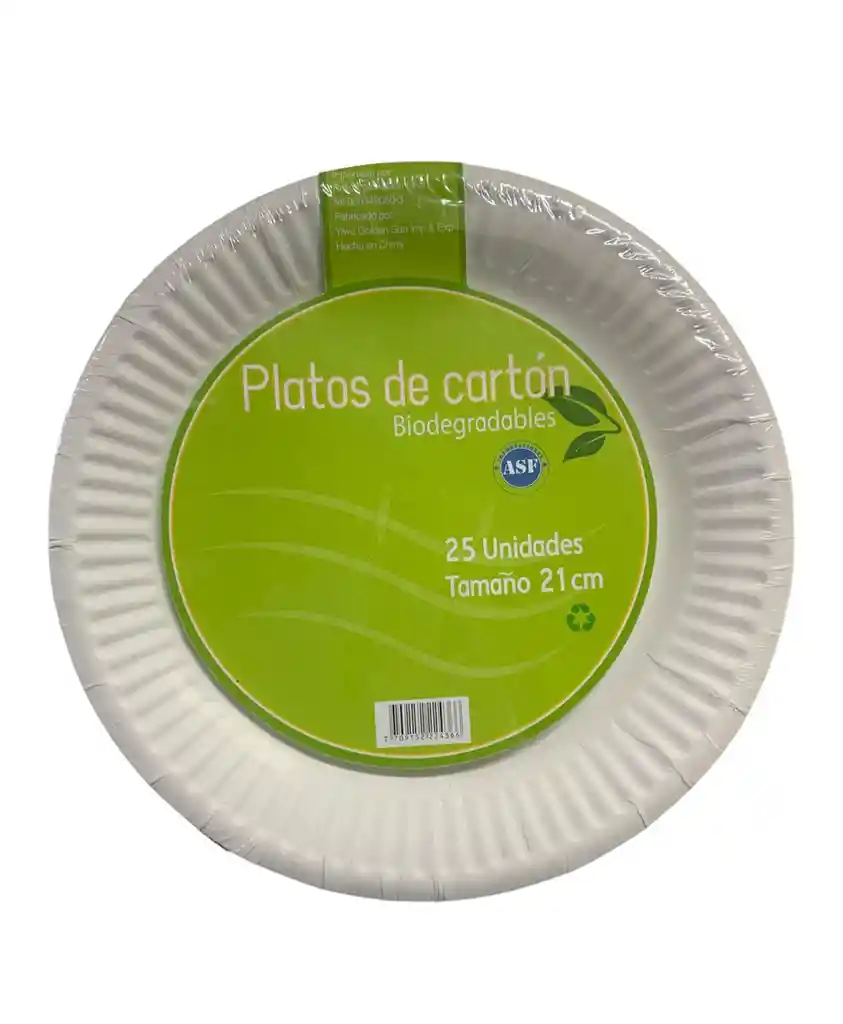Plato Pando En Carton Biodegradable 21cm X 25 Unidades