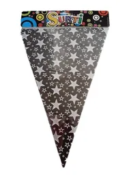 Banderines Negro Estrellas Plateadas