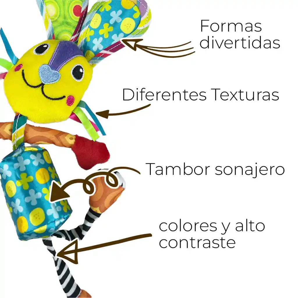 Juguete Sonajero Didactivo Texturas Para Bebe Armadillo