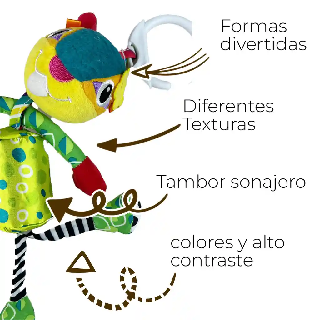 Juguete Sonajero Didactivo Texturas Para Bebe Oso