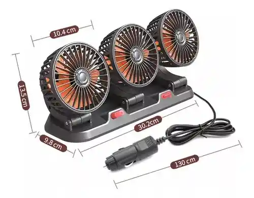 Ventilador De Tres Cabezas Regulable Para Coche