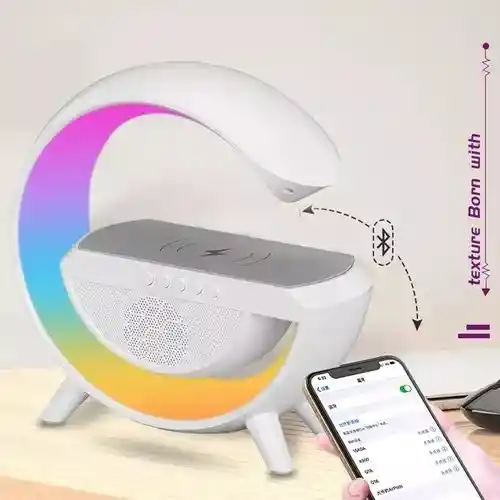 Lámpara Inteligente Mesa Ambiente Altavoz Bluetooth Radio Color De La Estructura Blanco