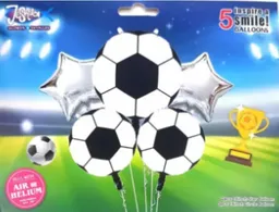 Bouquet Bombas Globos Futbol Con Estrellas Plateadas 5 Und