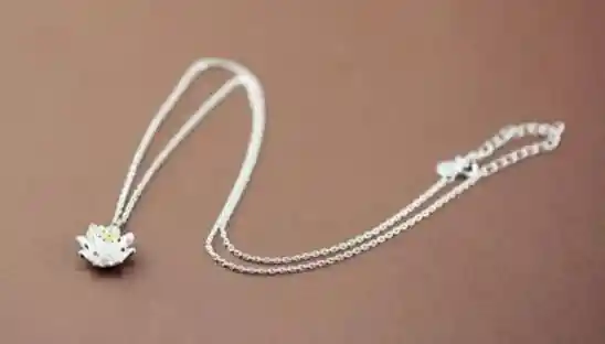 Collar Cadena Con Dije Colgantes Flor De Loto De Plata De Ley 925 Para Mujer, Joyería De Alta Calidad Con Estuche De Lujo Para Joyas Terciopelado Rosado