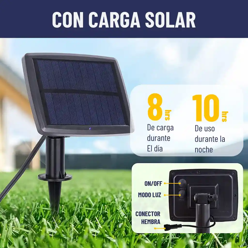 Guirnalda Luces Solar 7,5mt Exterior Maxwell + 10 Ampolletas