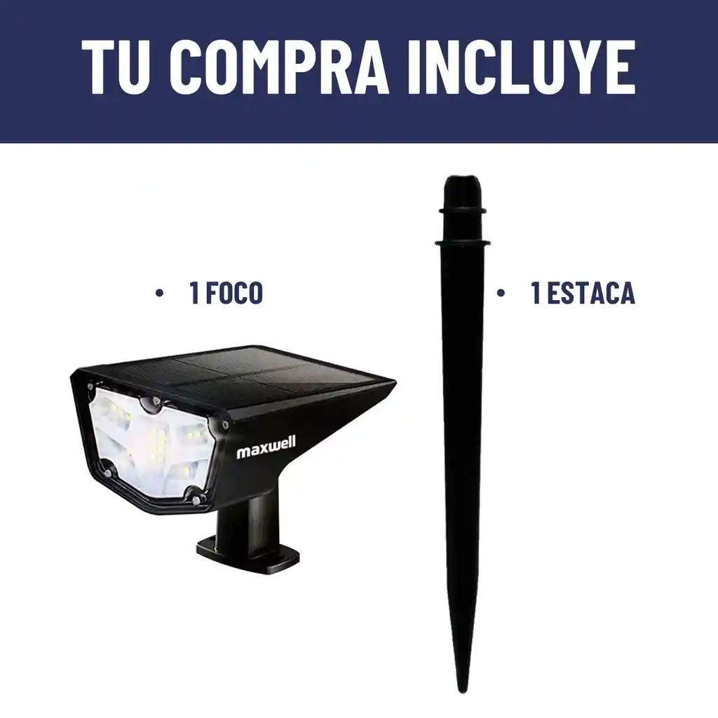 Foco Estaca Solar Jardin Led Maxwell Impermeable Luz Calida