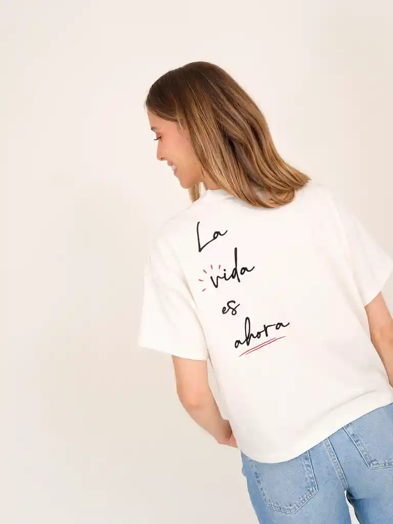 Camiseta la Vida es Ahora Marfil L