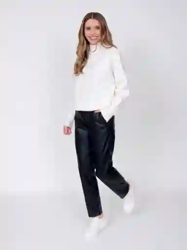 Pantalón Efecto Piel Negro M