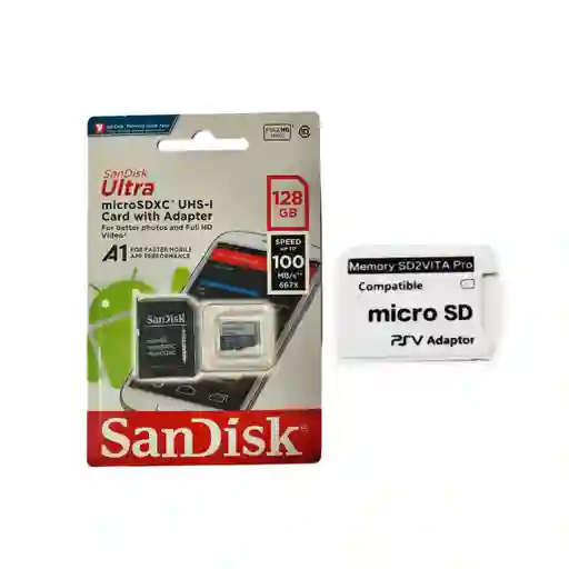 Memoria Micro Sd 128 Gb Sandisk + Adaptador Ps Vita Nuevo