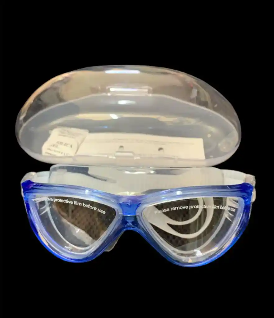 Gafas De Natacion Adulto Marco Azul Lente Claro Con Estuche