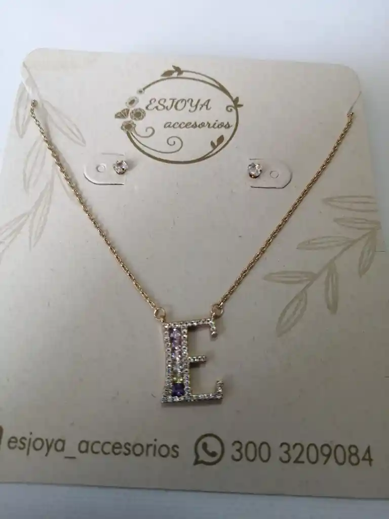 Juego Collar Y Aretes Dije E Perlado