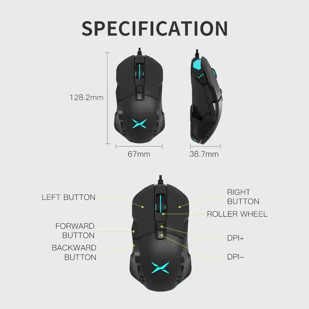 Mouse Gamer Inalámbrico Recargable Delux M629 Rgb / 10000dpi