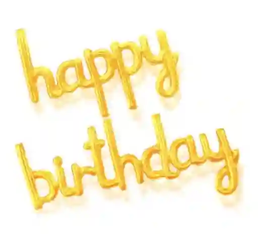 Letrero Happy Birthday Inflable Dorado Letra Cursiva