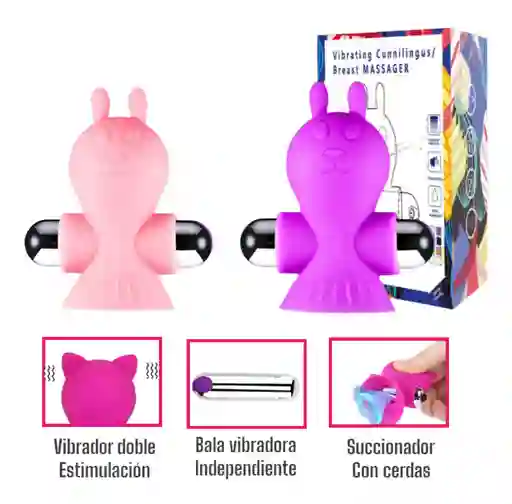 Vibrador 2 En 1 Bala Recargable + Succionador De Clítoris Y Pezón De Lujo Conejo 🐰