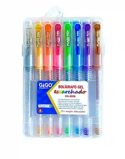 Boligrafos Gel Escarchados X 8 Unidades Ref. Gs-8008