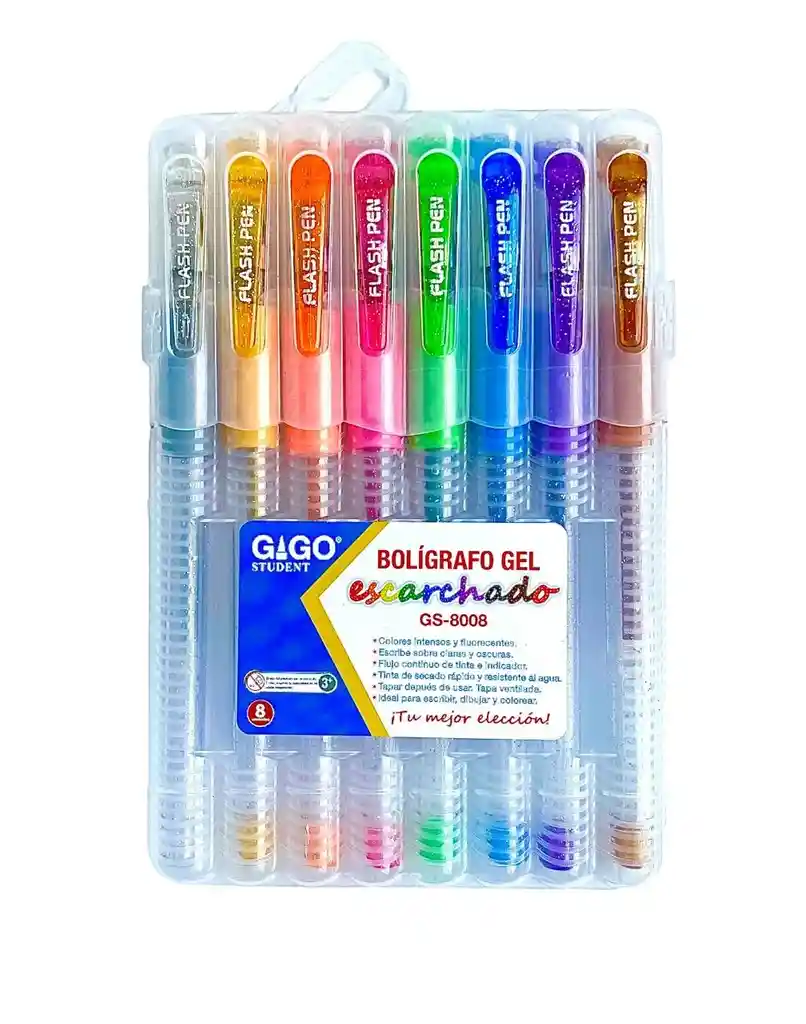 Boligrafos Gel Escarchados X 8 Unidades Ref. Gs-8008