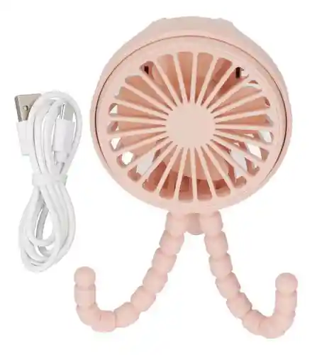 Mini Ventilador Portátil Con Trípode Flexible Pulpo Rosado