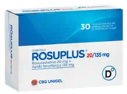 Rosuplus 20/135 Mg Rosuvastatina 20mg+ Acido Fenofíbrico 135 Mg X 30 Capsulas Blandas