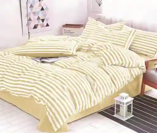 Funda Duvet Estampado Franjas Crema Doble + Sabana Plana