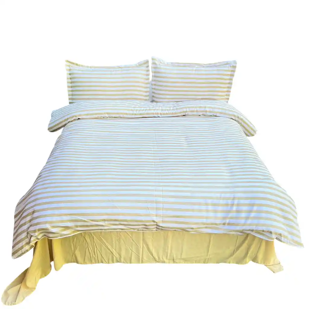 Funda Duvet Estampado Franjas Crema Doble + Sabana Plana