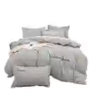 Funda Duvet Sampson Bordado Gris Claro Doble + Sabana Plana